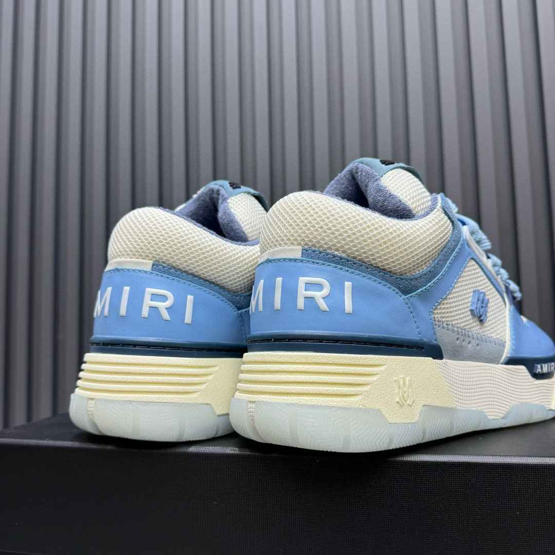 2024 Unisex Amiri Light Blue White Leather Sneakers MJ00360