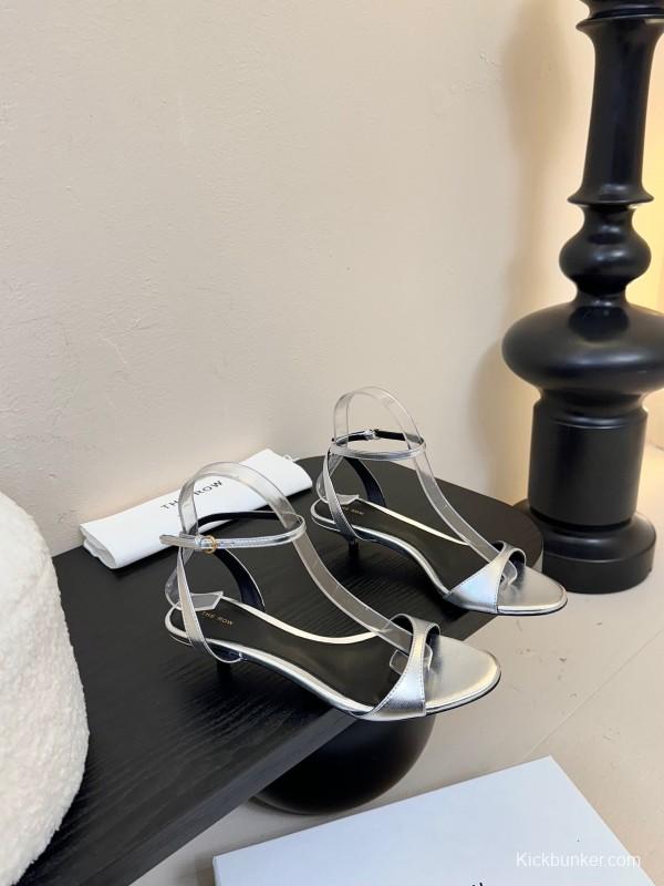 2025 Women The Row Silver Leather Sandals