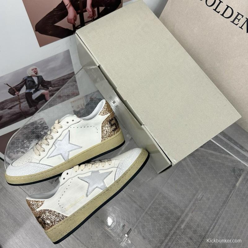 2024 Unisex GGDB White Silver Glitter Leather Sneakers MJ00260