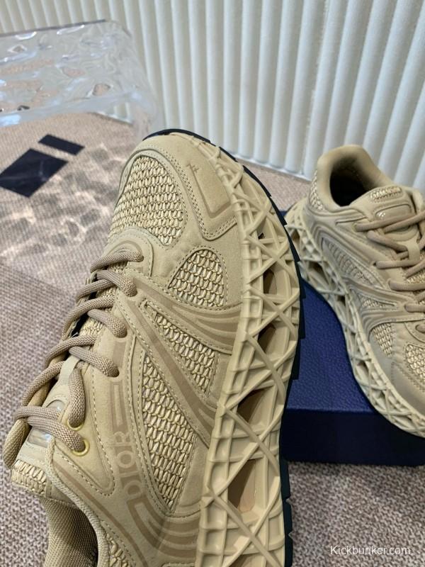 2024 Unisex Dior beige mesh leather sneakers MJ00400