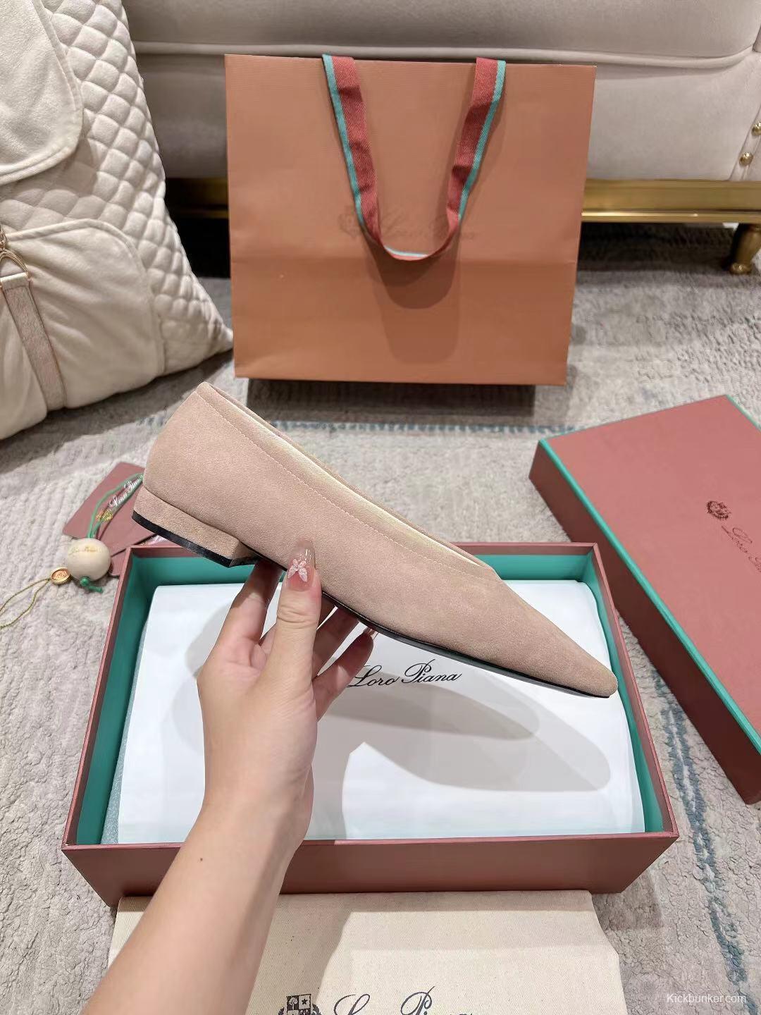 2025 Women Le Parmentier Pink Suede Ballet Flats