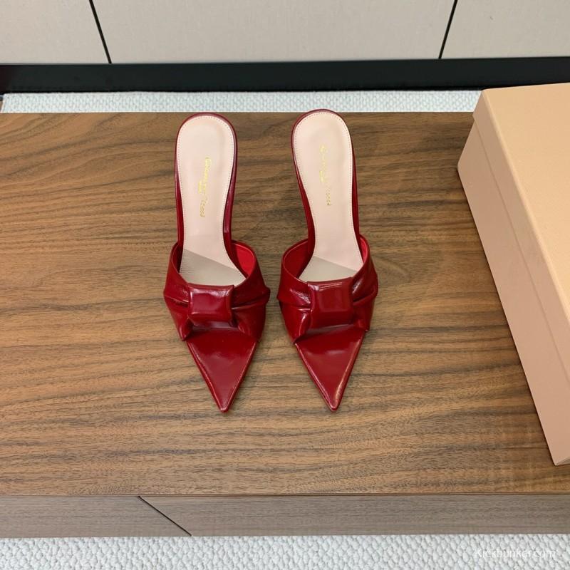 2025 Women Gianvito Rossi Red Leather High Heel Mule KFY00280