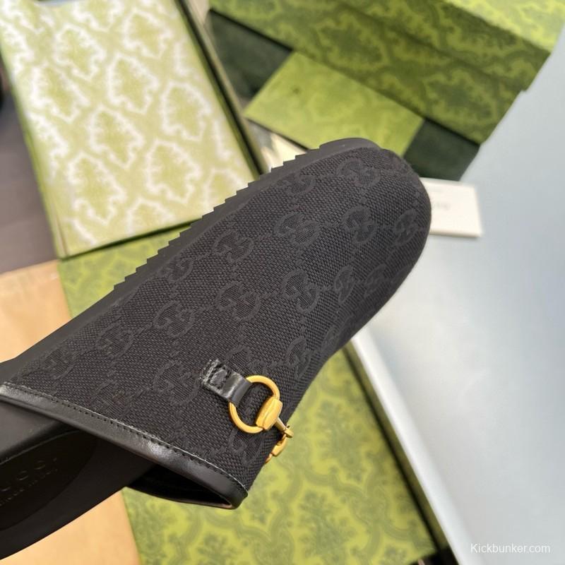 2024 Slippers Gucci Black Leather Slippers MJ00280