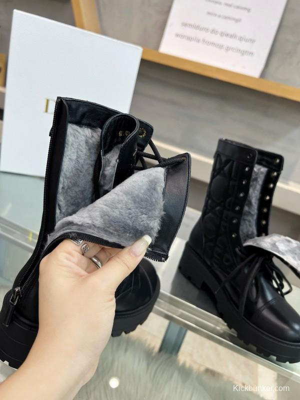 2024 Women Dior black leather boots MJ00430
