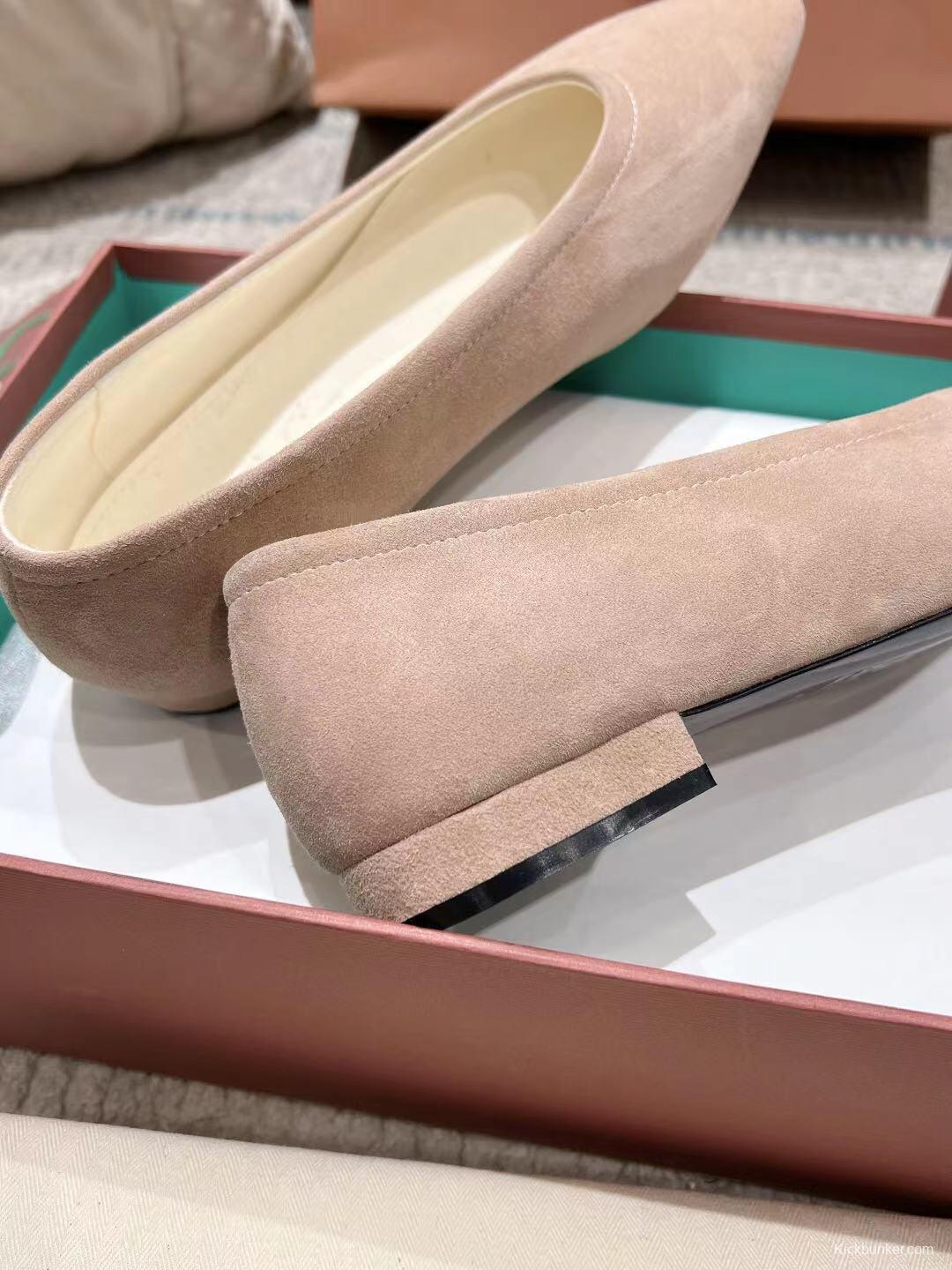 2025 Women Le Parmentier Pink Suede Ballet Flats