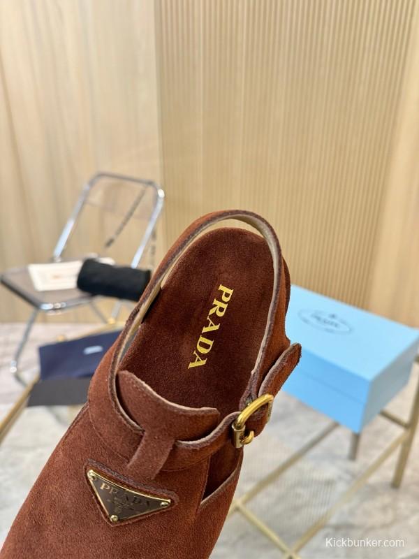2025 Women Prada Brown Suede Sandal LY00280