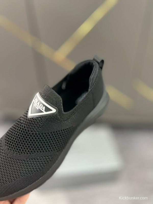 2024 Men Prada Black Knit Sneaker MJ00230