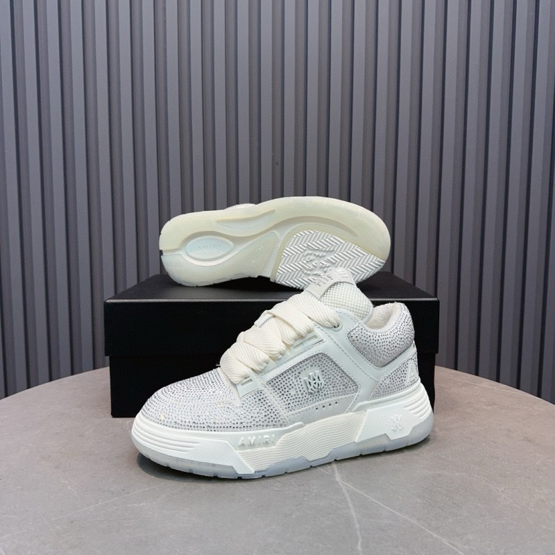 2024 Unisex Amiri White Mesh Leather Sneakers MJ00410
