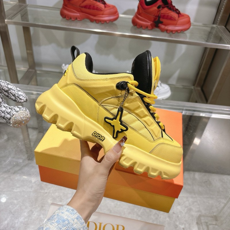 2024 Unisex Dior Yellow Leather Sneakers MJ00380