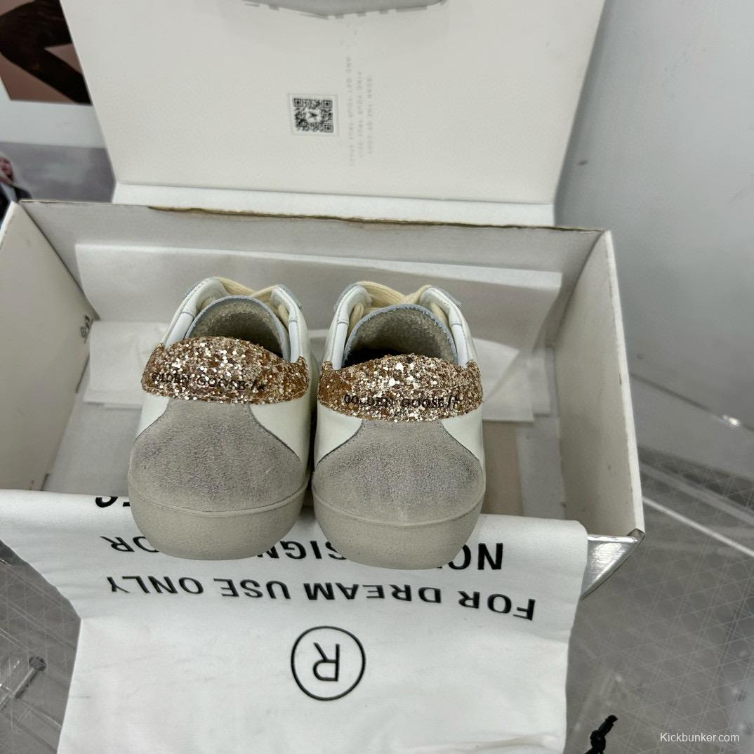 2025 Women GGDB White Grey Glitter Leather Sneakers