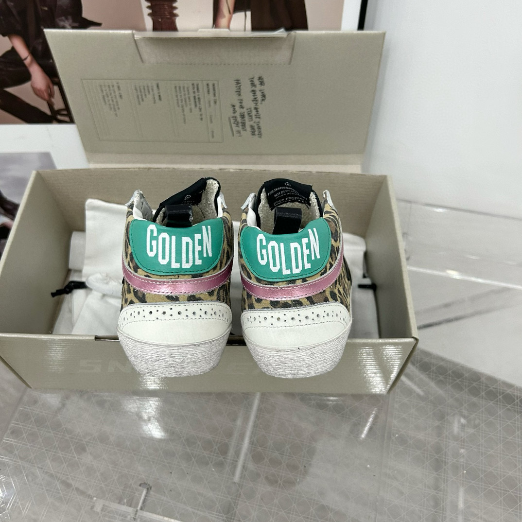 2024 Unisex GGDB Leopard Pink Green Leather Suede High Top Sneakers MJ00300