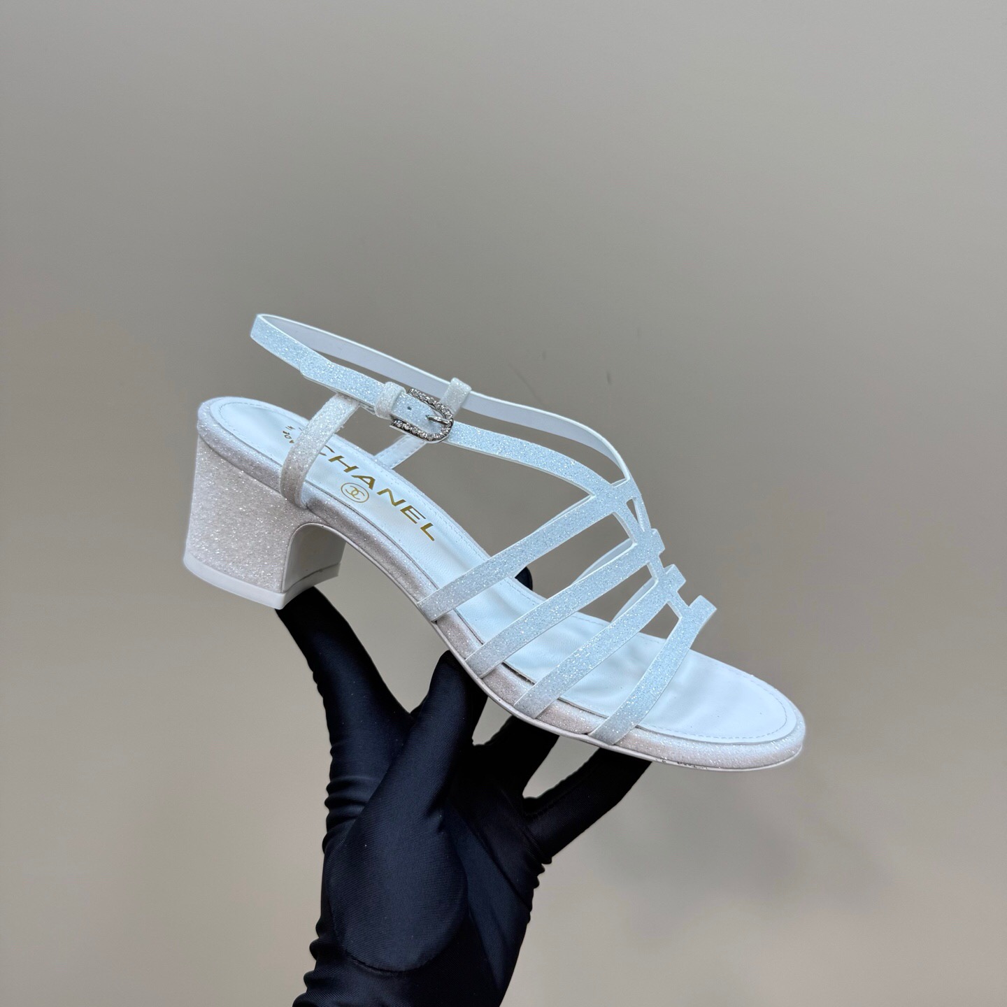 2025 Women Chanel White Suede Sandal KFY00290