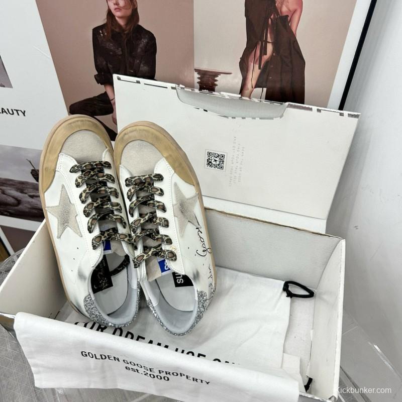 2025 Women GGDB White Grey Leather Sneakers