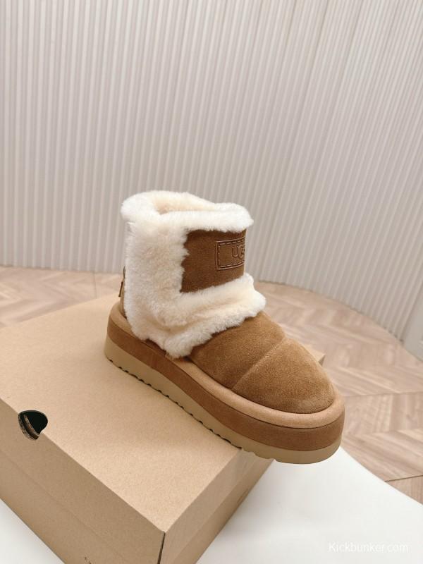 2024 Women UGG Chestnut Suede Sheepskin Snow Boots MJ00320