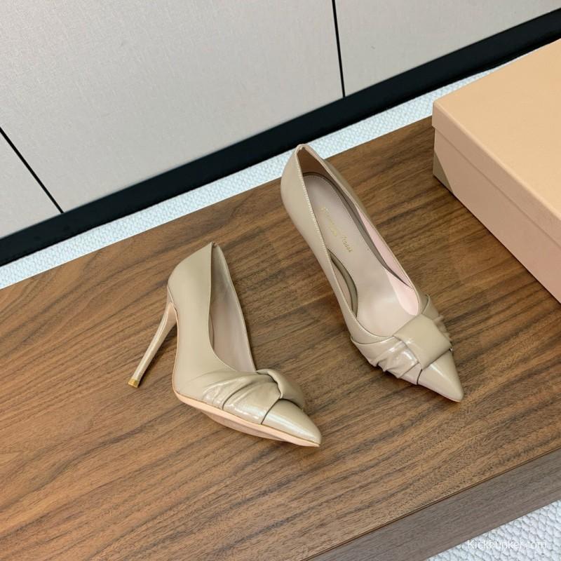 2025 Women Gianvito Rossi Beige Leather Pumps KFY00300