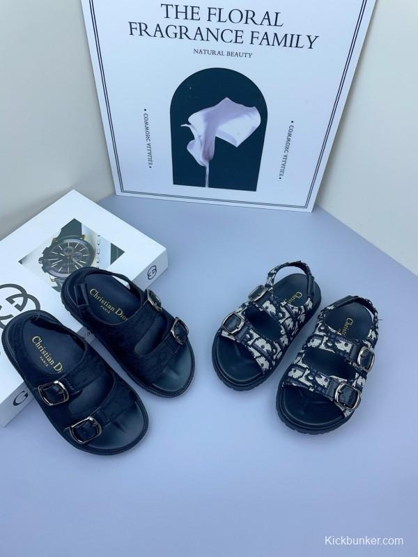 2025 Kids Gucci Black Leather Sandals