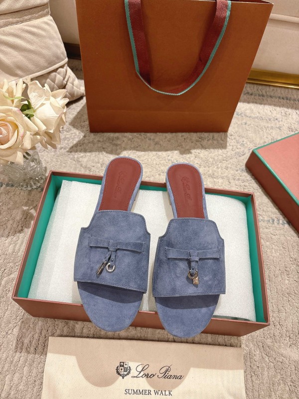 2025 Slippers LP Blue Suede Slippers LY00270