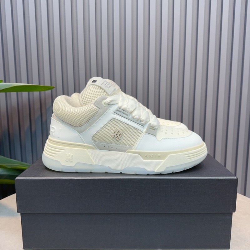 2024 Unisex Amiri White Mesh Leather Sneakers MJ00360