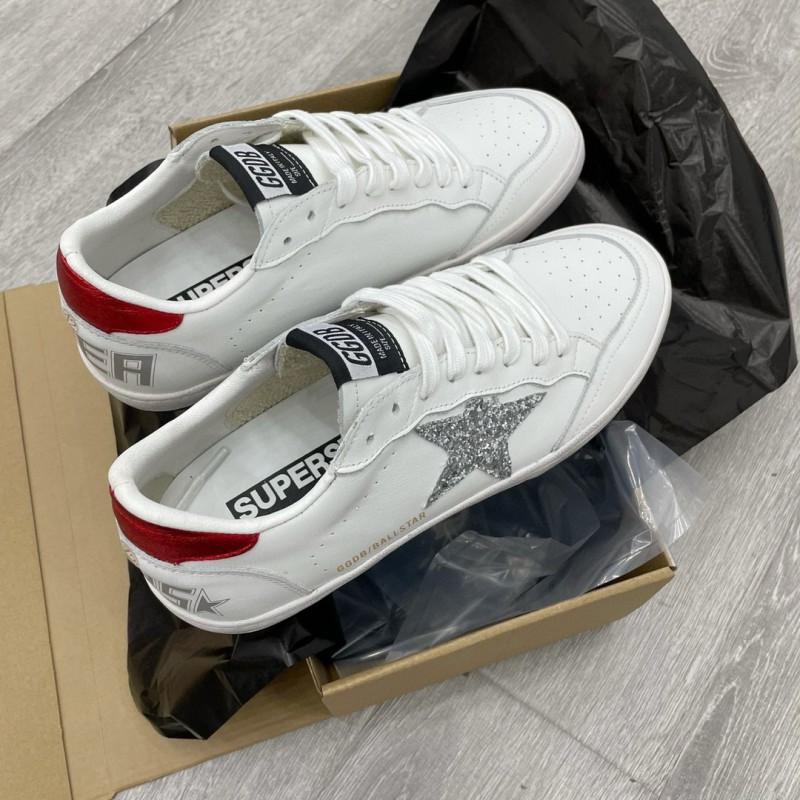 2024 Unisex GGDB White Silver Glitter Leather Sneakers MJ00260