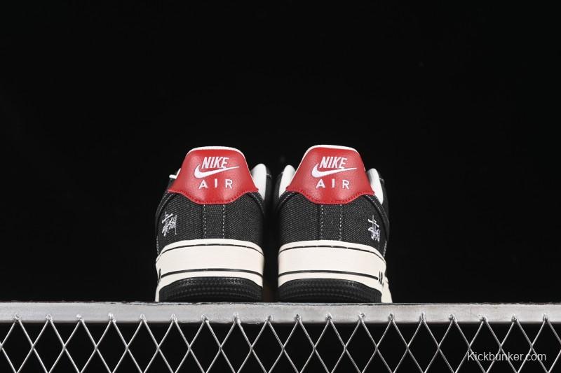 Nike Air Force 1'07 Low Stussy Collaboration Dark Grey Woven Casual Sneakers - LW9279-002
