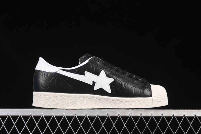 Adidas Bape Superstar Casual Sneakers with Shell Toe Design - JQ3666