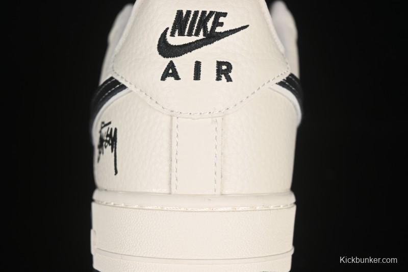 Nike Air Force 1 '07 Low Stussy Collaboration White Gray Casual Sneakers - KK1988-093