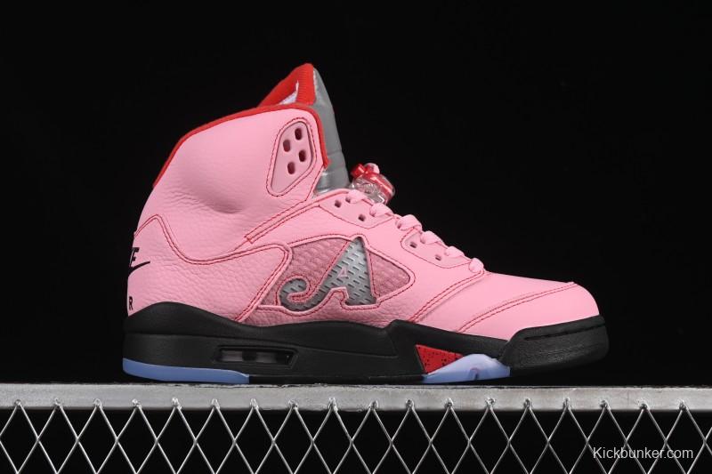 Awake NY Air Jordan 5 Retro Sneakers with Arctic Pink Colorway and Awake NY Logo Mesh - DV4982-600