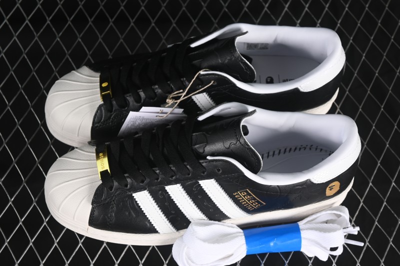 Adidas Bape Superstar Casual Sneakers with Shell Toe Design - JQ3666