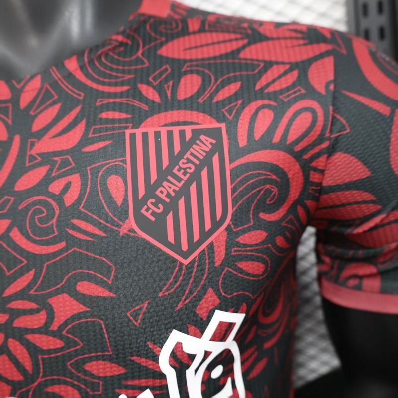 Player Version 25/26 FC Palestine Red with Traditional Floral Pattern Jersey