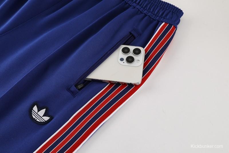 25/26 Arsenal Blue with Red & White Stripes Full Zipper Jacket +Long Pants