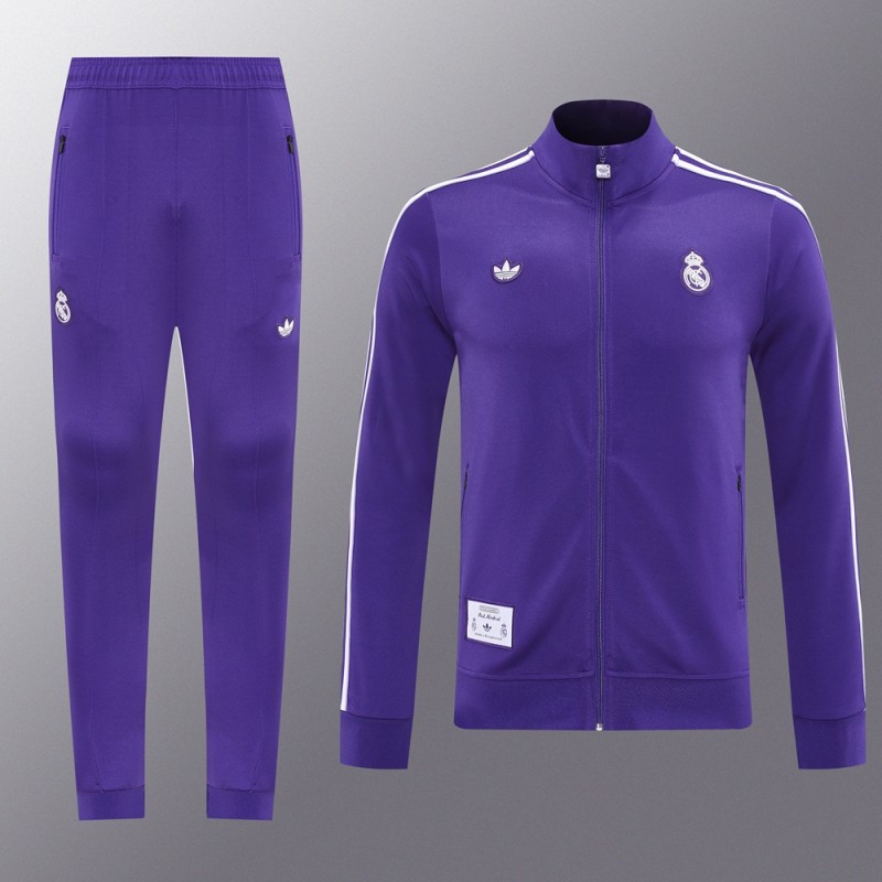 25/26 Real Madrid Purple Full Zipper Jacket +Long Pants