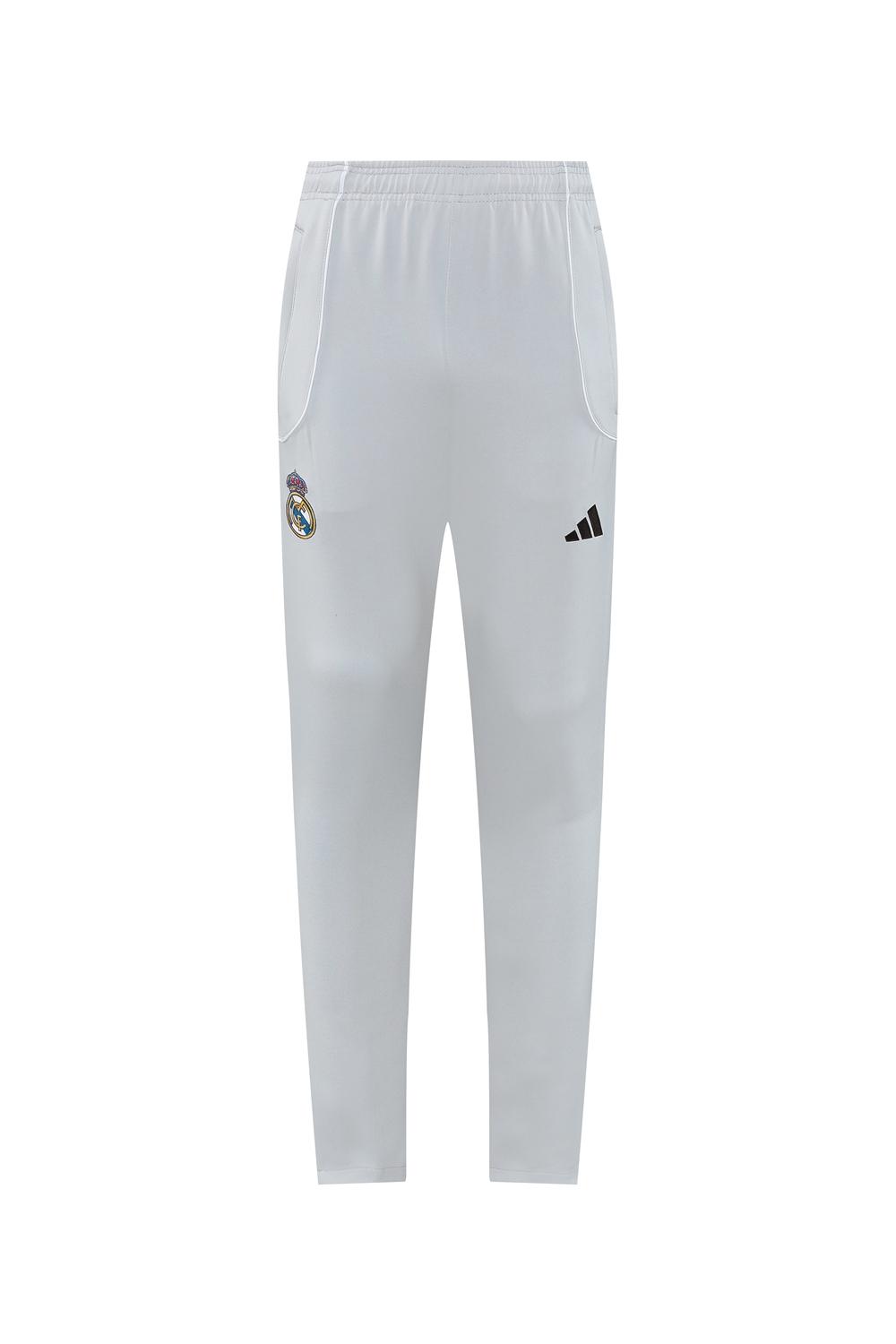 25/26 Real Madrid Grey/White Full Zipper Jacket + Long Pants