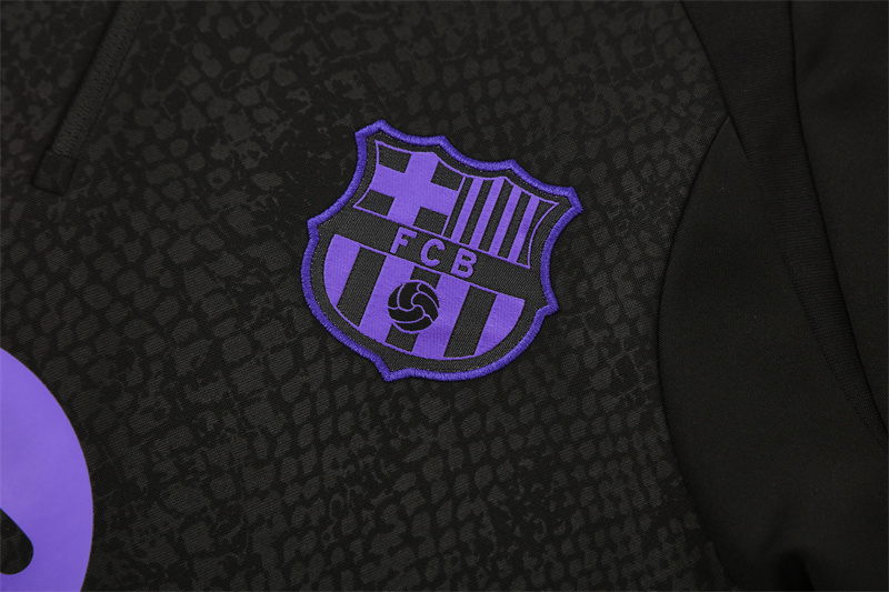 25/26 Barcelona Black Joint Edition Half Zipper Jacket+Long Pants