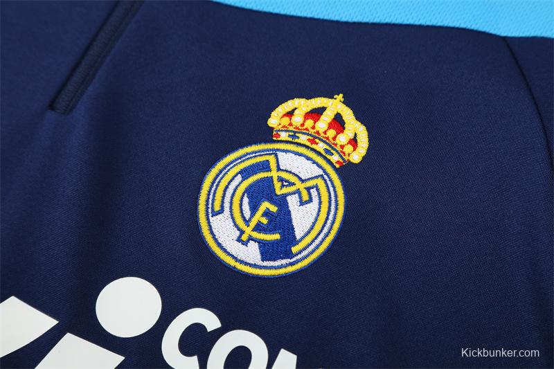 Retro 09/10 Real Madrid Royal Blue Half Zipper Jacket
