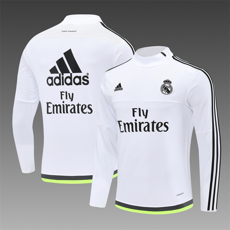 Retro 15/16 Real Madrid White Half Zipper Jacket