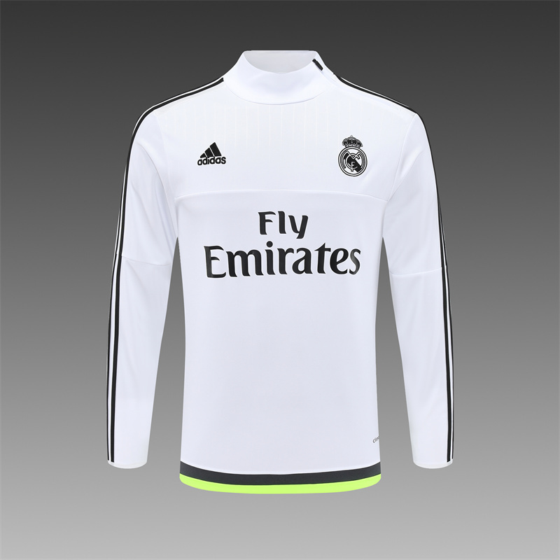Retro 15/16 Real Madrid White Half Zipper Jacket