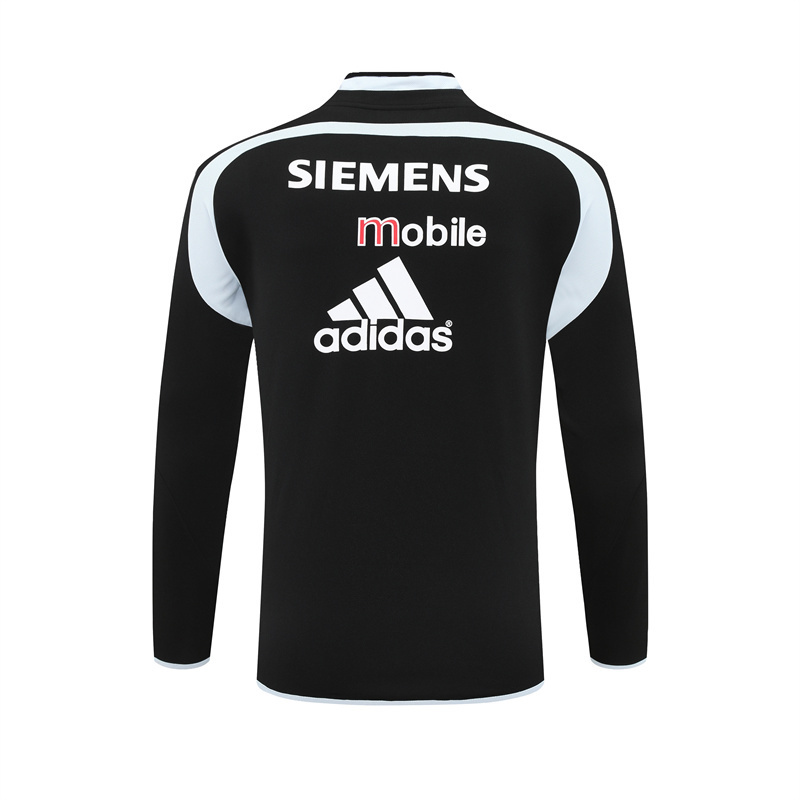 Retro 04/05 Real Madrid Black Half Zipper Jacket