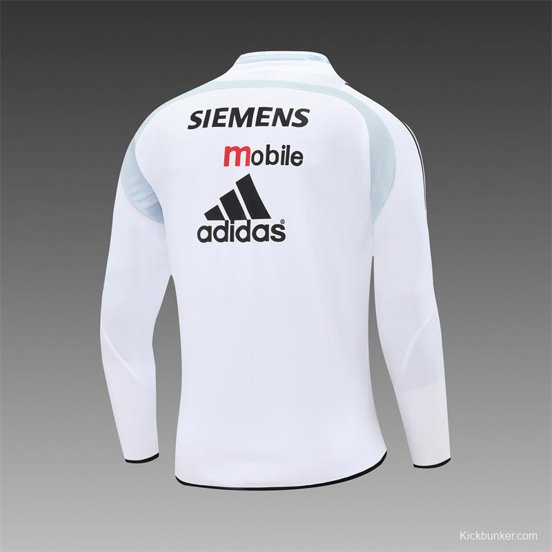 Retro 04/05 Real Madrid White Half Zipper Jacket