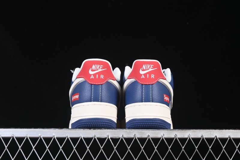 Nike Air Force 1 '07 Low Supreme Collaboration White Blue Gray Red Casual Sneakers - XD2588-602
