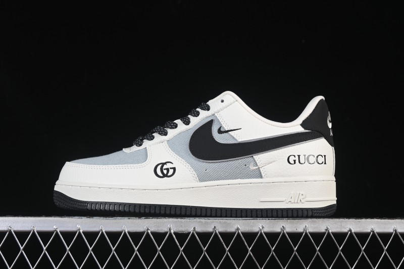 Nike Air Force 1'07 Low Gucci Collaboration White Gray Black Casual Sneakers - YF9511-808