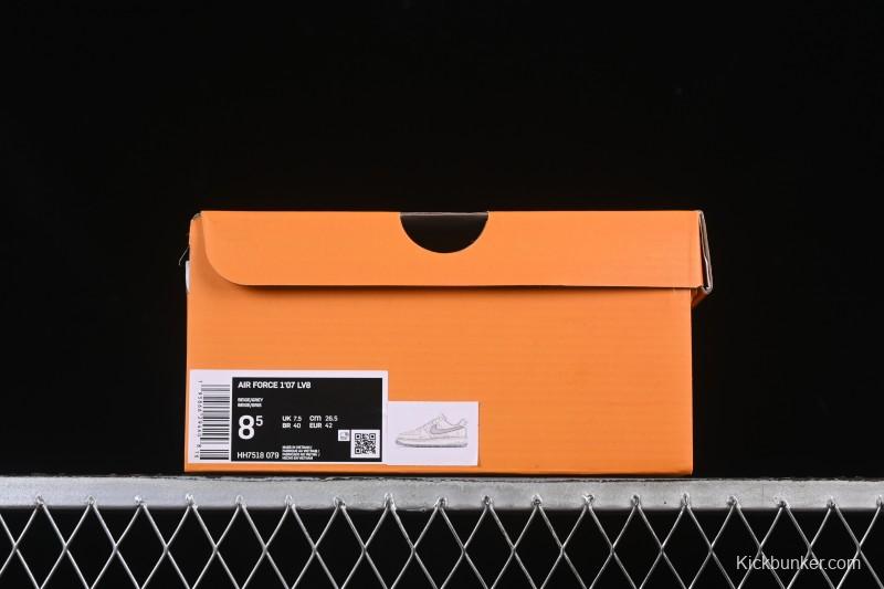 Nike Air Force 1 '07 Low LV Collaboration Printed Beige Swoosh Casual Low-Top Sneakers - HH7518-079