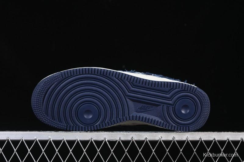 Nike Air Force 1 '07 Low Casual Sneakers in White Navy Blue - YF9511-816