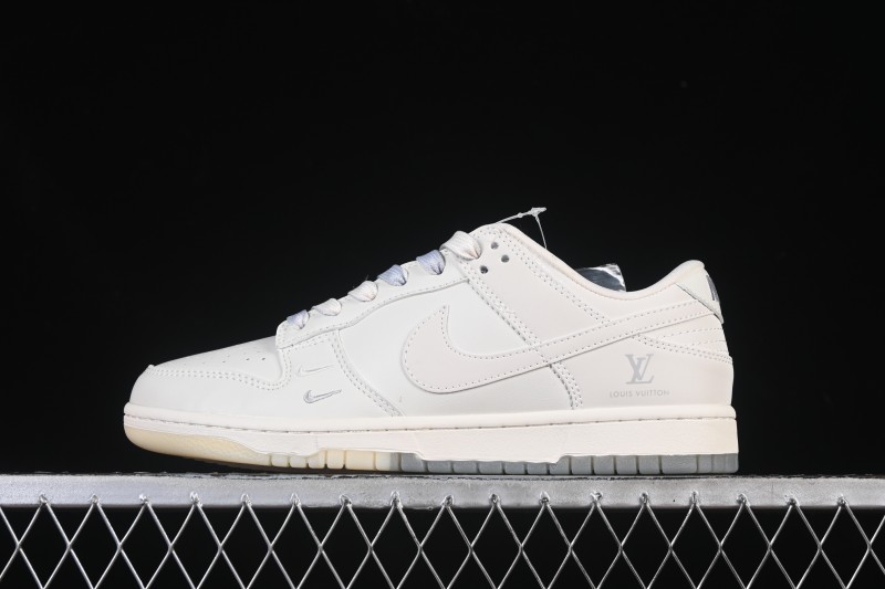 Nike SB Dunk Low LV Collaboration Beige Gray Double Swoosh Crystal Sole Anniversary Custom Low-Top Casual Skate Shoes - XX3168-190