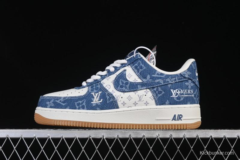Nike Air Force 1 '07 Low LV Collaboration White Navy Blue Casual Sneakers - YF9511-813