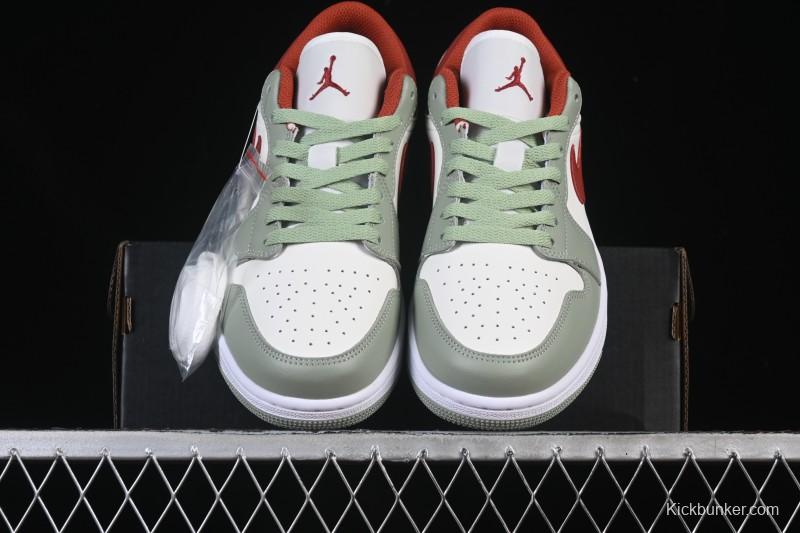 Nike Air Jordan 1 Low AJ1 White Green Red Low-top Casual Skate Shoes - 553558-133