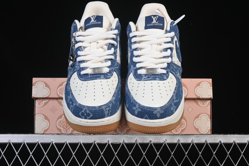 Nike Air Force 1 '07 Low LV Collaboration White Navy Blue Casual Sneakers - YF9511-813