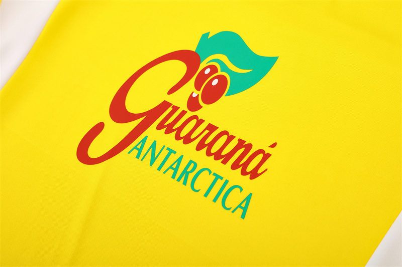 2002 Brazil Yellow Half Zipper Jacket+Long Pants