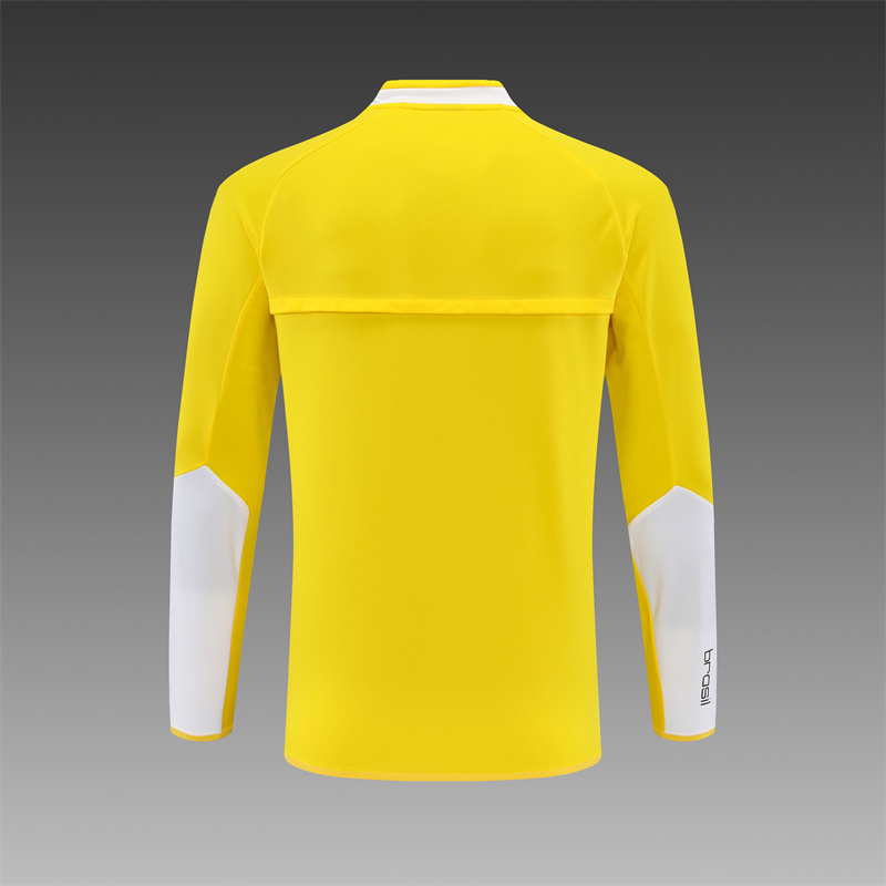 2002 Brazil Yellow Half Zipper Jacket+Long Pants