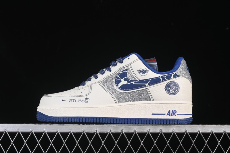 Nike Air Force 1 '07 Low Stussy Collaboration Double Swoosh Iridescent Low-Top Casual Skate Shoes - DD1982-306