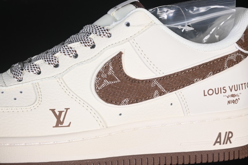 Nike Air Force 1 '07 Low LV Collaboration Denim Brown Swoosh Low-Top Casual Skateboarding Shoes - SM6668-109